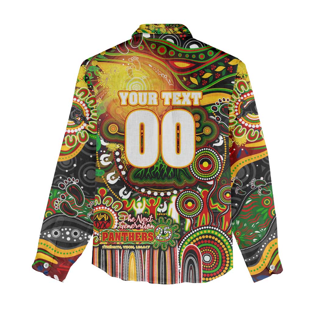 Personalised NAIDOC Week 2025 Panthers Rugby Women Casual Shirt Aboriginal Dot Painting