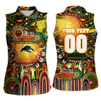 Personalised NAIDOC Week 2025 Panthers Rugby Women Sleeveless Polo Shirt Aboriginal Dot Painting