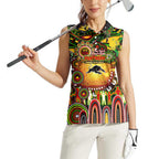 Personalised NAIDOC Week 2025 Panthers Rugby Women Sleeveless Polo Shirt Aboriginal Dot Painting