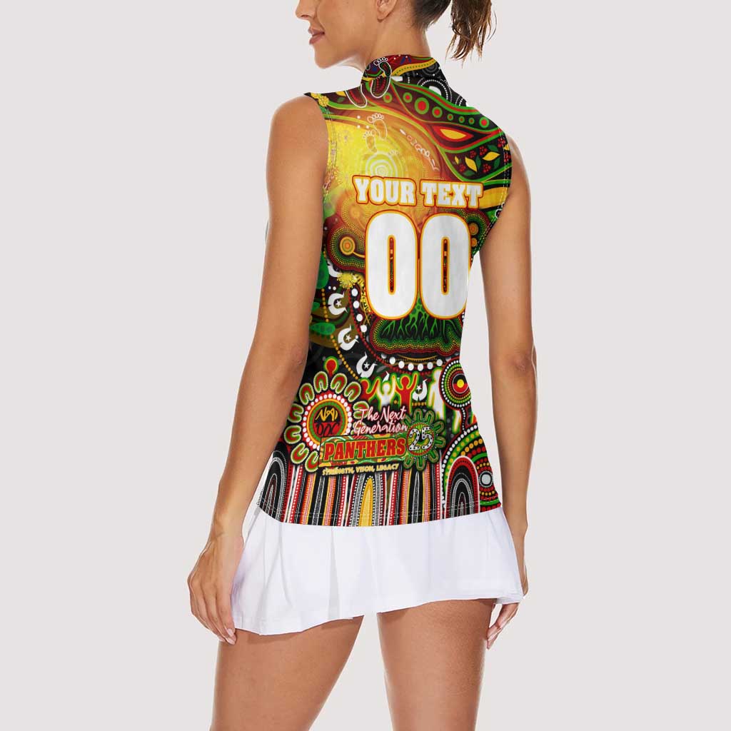 Personalised NAIDOC Week 2025 Panthers Rugby Women Sleeveless Polo Shirt Aboriginal Dot Painting
