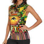 Personalised NAIDOC Week 2025 Panthers Rugby Women Sleeveless Polo Shirt Aboriginal Dot Painting