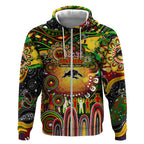 Personalised NAIDOC Week 2025 Panthers Rugby Zip Hoodie Aboriginal Dot Painting