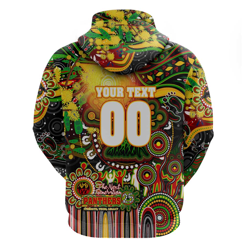 Personalised NAIDOC Week 2025 Panthers Rugby Zip Hoodie Aboriginal Dot Painting