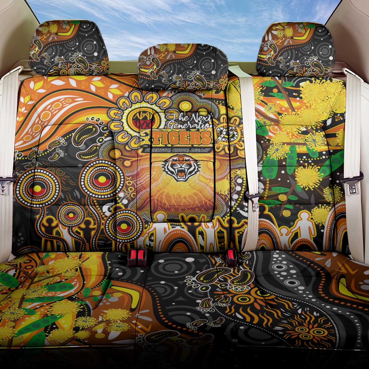 NAIDOC Week 2025 Tigers Rugby Back Car Seat Cover Aboriginal Dot Painting