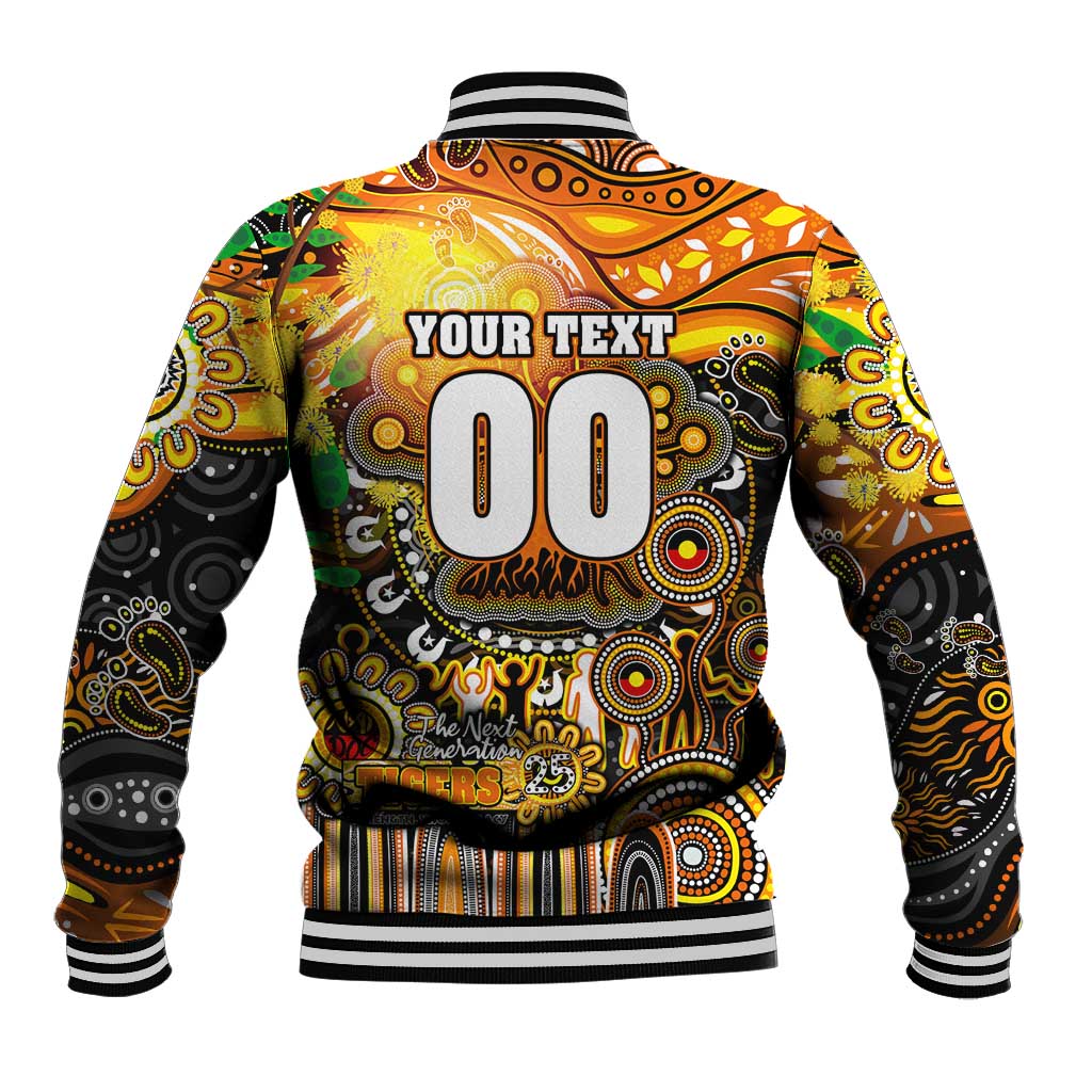 Personalised NAIDOC Week 2025 Tigers Rugby Baseball Jacket Aboriginal Dot Painting