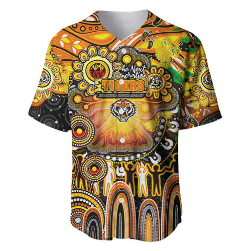 Personalised NAIDOC Week 2025 Tigers Rugby Baseball Jersey Aboriginal Dot Painting