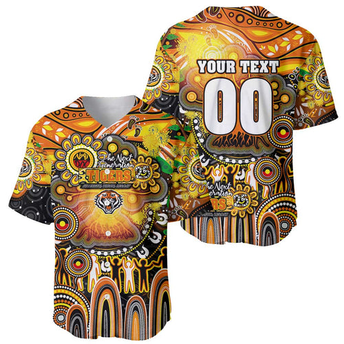 Personalised NAIDOC Week 2025 Tigers Rugby Baseball Jersey Aboriginal Dot Painting