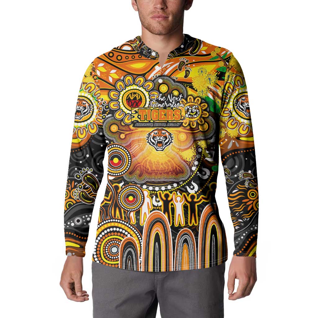 Personalised NAIDOC Week 2025 Tigers Rugby Button Sweatshirt Aboriginal Dot Painting