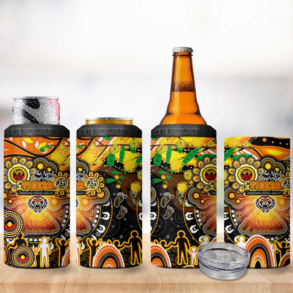 NAIDOC Week 2025 Tigers Rugby 4 in 1 Can Cooler Tumbler Aboriginal Dot Painting