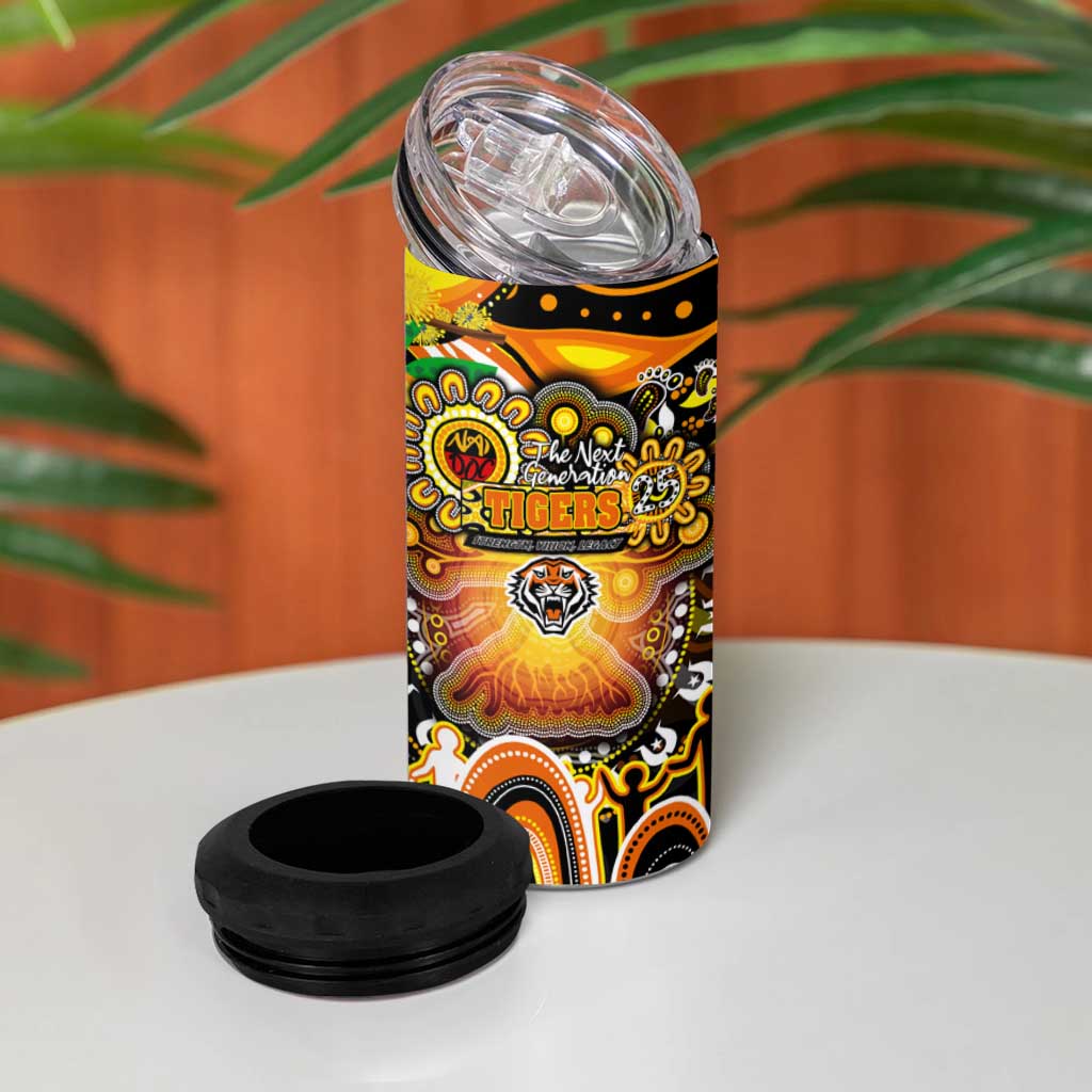 NAIDOC Week 2025 Tigers Rugby 4 in 1 Can Cooler Tumbler Aboriginal Dot Painting