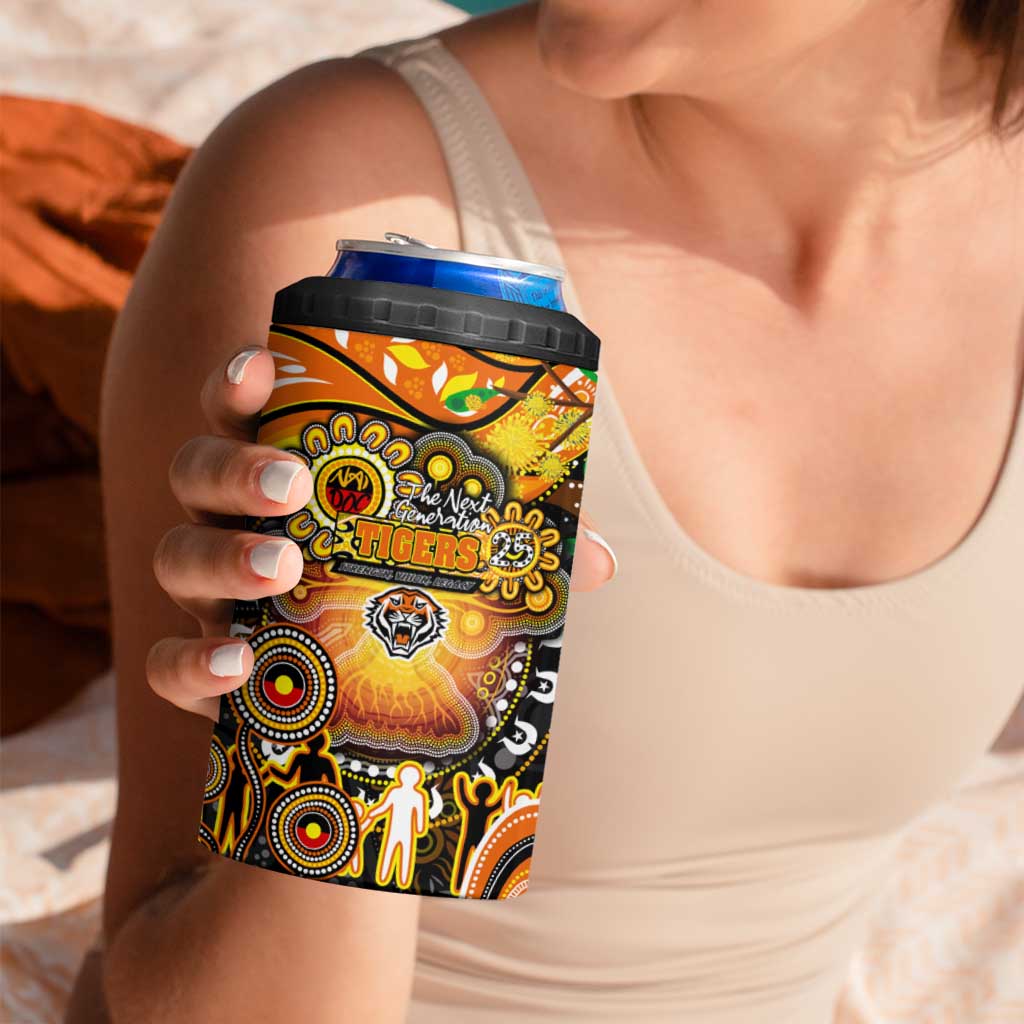 NAIDOC Week 2025 Tigers Rugby 4 in 1 Can Cooler Tumbler Aboriginal Dot Painting