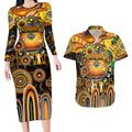 Personalised NAIDOC Week 2025 Tigers Rugby Couples Matching Long Sleeve Bodycon Dress and Hawaiian Shirt Aboriginal Dot Painting
