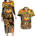 Personalised NAIDOC Week 2025 Tigers Rugby Couples Matching Long Sleeve Bodycon Dress and Hawaiian Shirt Aboriginal Dot Painting