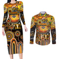 Personalised NAIDOC Week 2025 Tigers Rugby Couples Matching Long Sleeve Bodycon Dress and Long Sleeve Button Shirt Aboriginal Dot Painting
