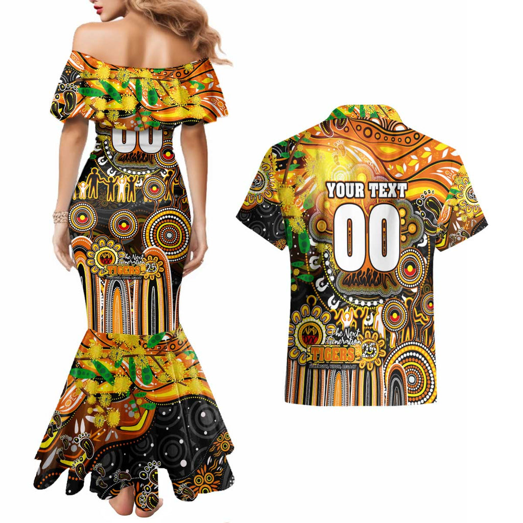 Personalised NAIDOC Week 2025 Tigers Rugby Couples Matching Mermaid Dress and Hawaiian Shirt Aboriginal Dot Painting