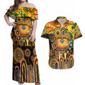 Personalised NAIDOC Week 2025 Tigers Rugby Couples Matching Off Shoulder Maxi Dress and Hawaiian Shirt Aboriginal Dot Painting