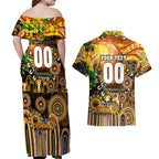Personalised NAIDOC Week 2025 Tigers Rugby Couples Matching Off Shoulder Maxi Dress and Hawaiian Shirt Aboriginal Dot Painting