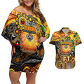 Personalised NAIDOC Week 2025 Tigers Rugby Couples Matching Off Shoulder Short Dress and Hawaiian Shirt Aboriginal Dot Painting