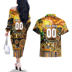 Personalised NAIDOC Week 2025 Tigers Rugby Couples Matching Off The Shoulder Long Sleeve Dress and Hawaiian Shirt Aboriginal Dot Painting