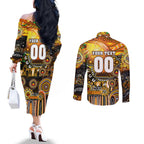 Personalised NAIDOC Week 2025 Tigers Rugby Couples Matching Off The Shoulder Long Sleeve Dress and Long Sleeve Button Shirt Aboriginal Dot Painting