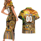 Personalised NAIDOC Week 2025 Tigers Rugby Couples Matching Short Sleeve Bodycon Dress and Hawaiian Shirt Aboriginal Dot Painting