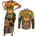 Personalised NAIDOC Week 2025 Tigers Rugby Couples Matching Short Sleeve Bodycon Dress and Long Sleeve Button Shirt Aboriginal Dot Painting