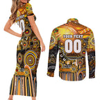 Personalised NAIDOC Week 2025 Tigers Rugby Couples Matching Short Sleeve Bodycon Dress and Long Sleeve Button Shirt Aboriginal Dot Painting
