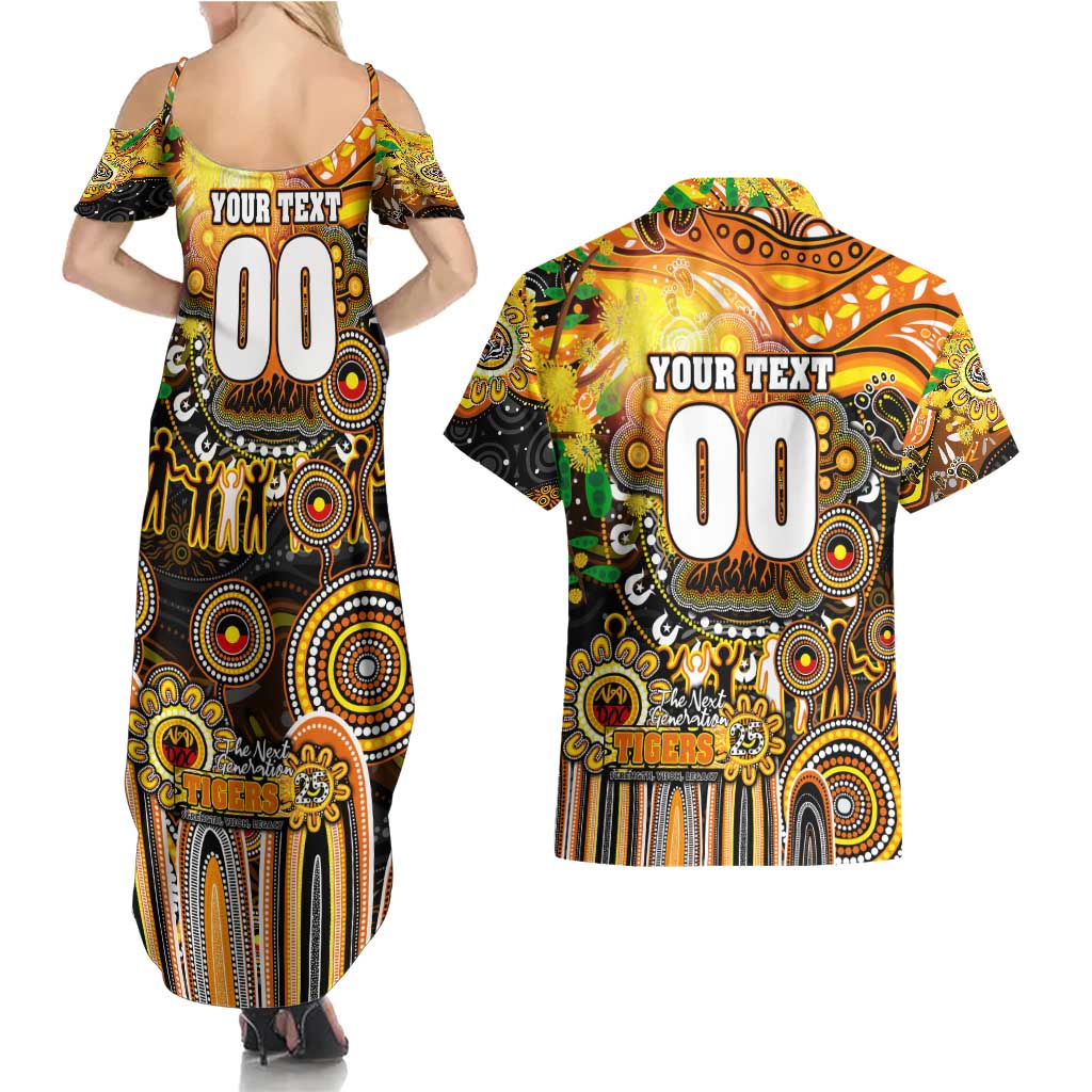 Personalised NAIDOC Week 2025 Tigers Rugby Couples Matching Summer Maxi Dress and Hawaiian Shirt Aboriginal Dot Painting