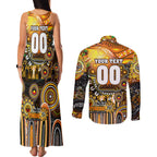 Personalised NAIDOC Week 2025 Tigers Rugby Couples Matching Tank Maxi Dress and Long Sleeve Button Shirt Aboriginal Dot Painting