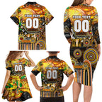 Personalised NAIDOC Week 2025 Tigers Rugby Family Matching Long Sleeve Bodycon Dress and Hawaiian Shirt Aboriginal Dot Painting