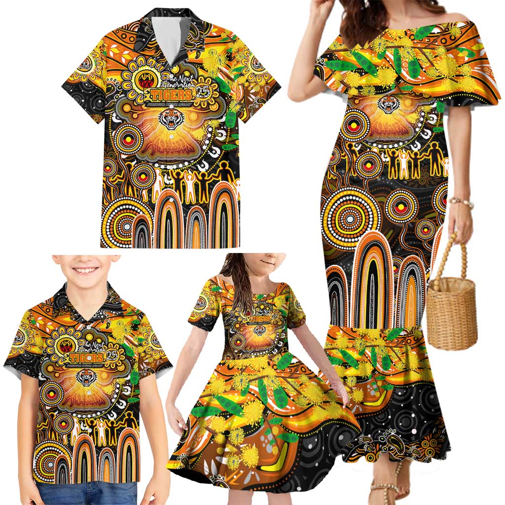 Personalised NAIDOC Week 2025 Tigers Rugby Family Matching Mermaid Dress and Hawaiian Shirt Aboriginal Dot Painting