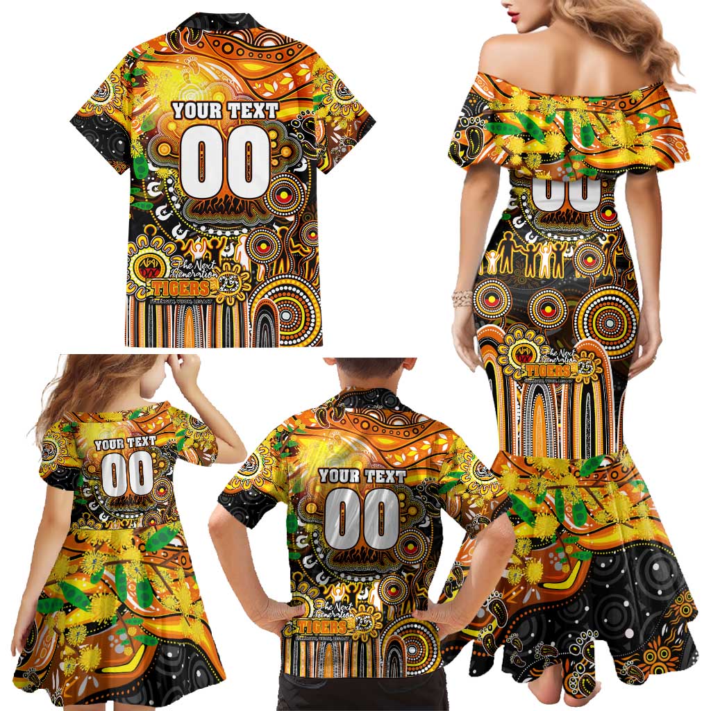 Personalised NAIDOC Week 2025 Tigers Rugby Family Matching Mermaid Dress and Hawaiian Shirt Aboriginal Dot Painting