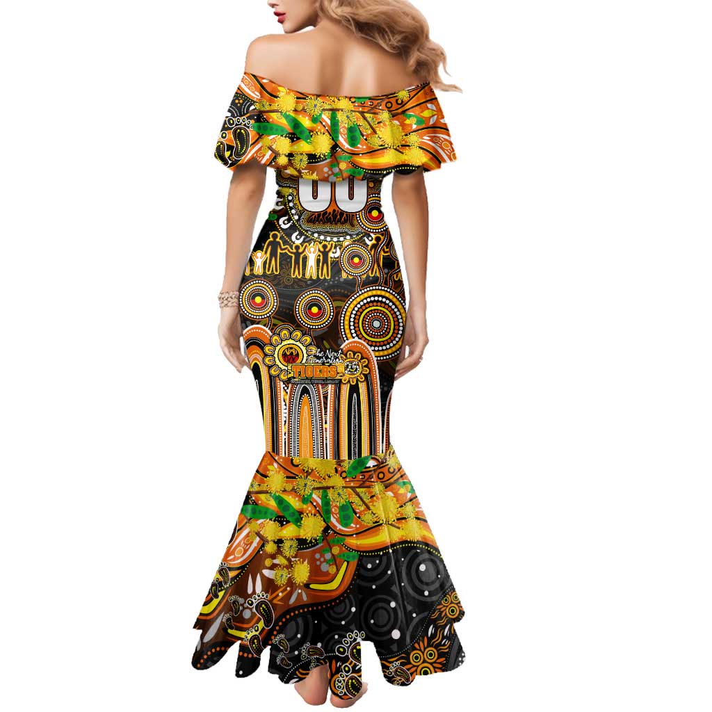 Personalised NAIDOC Week 2025 Tigers Rugby Family Matching Mermaid Dress and Hawaiian Shirt Aboriginal Dot Painting