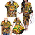 Personalised NAIDOC Week 2025 Tigers Rugby Family Matching Off The Shoulder Long Sleeve Dress and Hawaiian Shirt Aboriginal Dot Painting