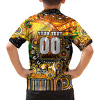Personalised NAIDOC Week 2025 Tigers Rugby Family Matching Off The Shoulder Long Sleeve Dress and Hawaiian Shirt Aboriginal Dot Painting