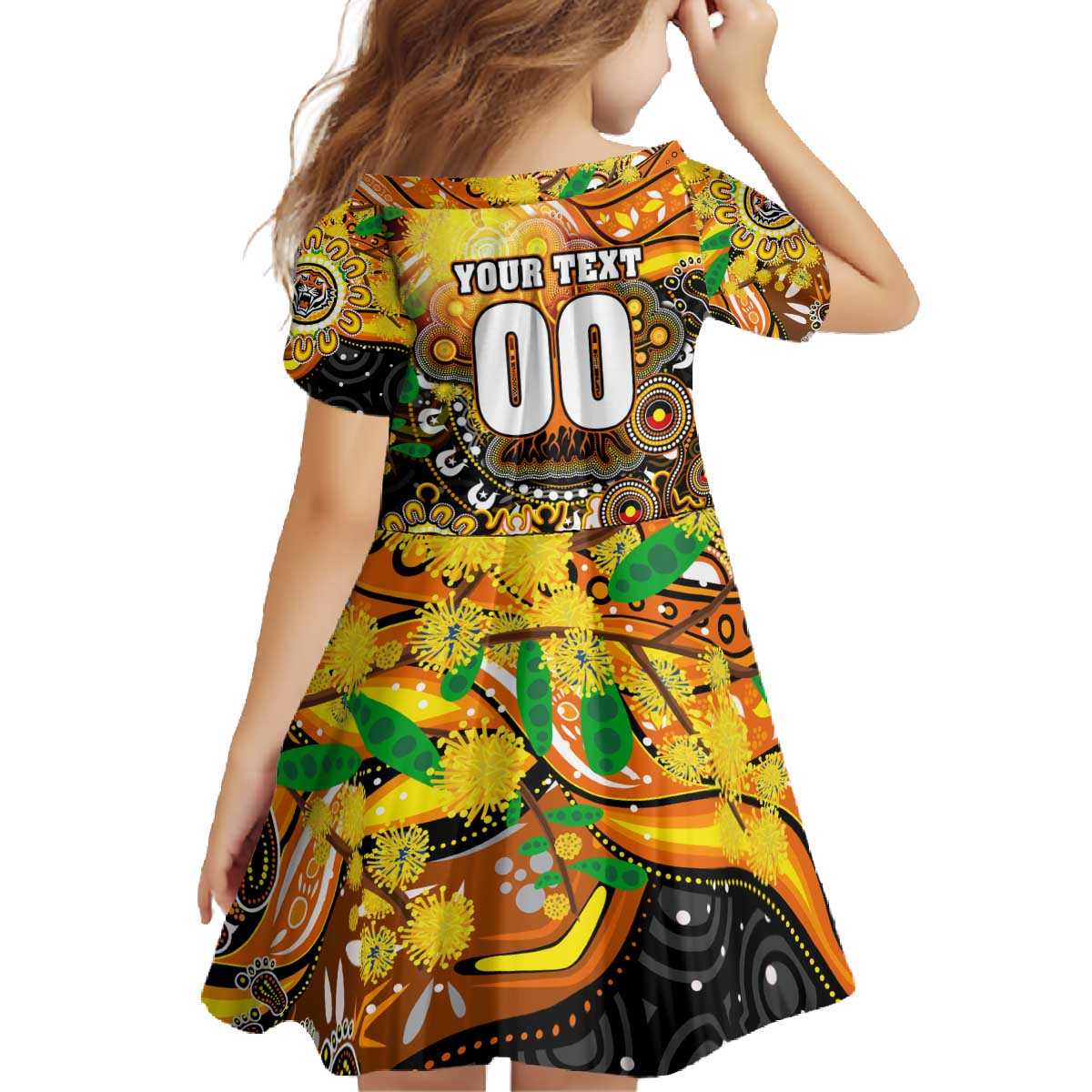Personalised NAIDOC Week 2025 Tigers Rugby Family Matching Off The Shoulder Long Sleeve Dress and Hawaiian Shirt Aboriginal Dot Painting