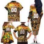 Personalised NAIDOC Week 2025 Tigers Rugby Family Matching Off The Shoulder Long Sleeve Dress and Hawaiian Shirt Aboriginal Dot Painting