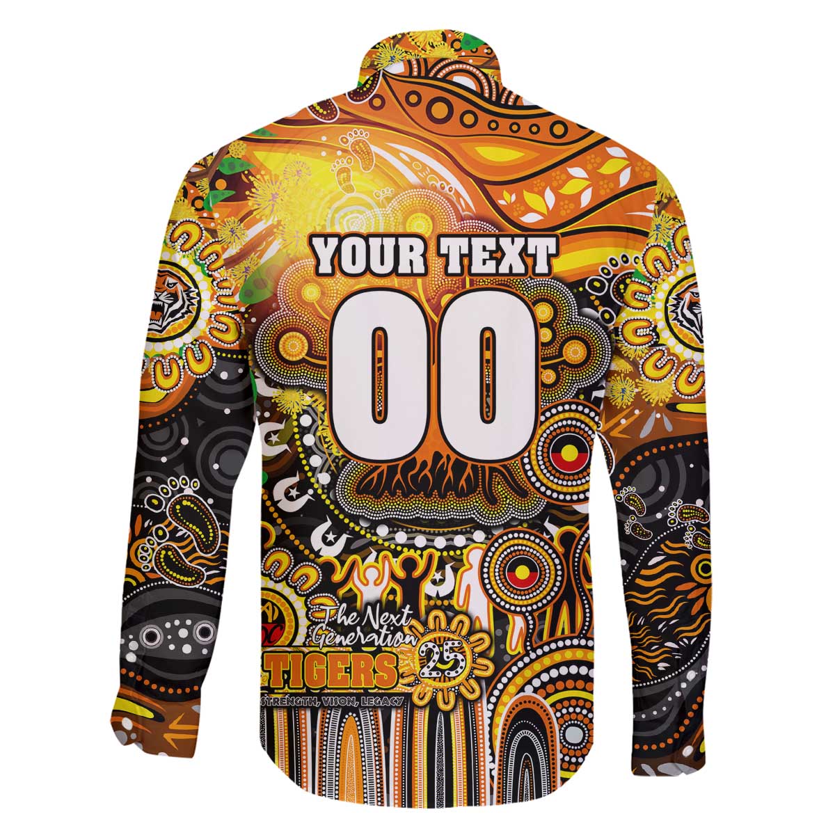 Personalised NAIDOC Week 2025 Tigers Rugby Family Matching Off The Shoulder Long Sleeve Dress and Hawaiian Shirt Aboriginal Dot Painting