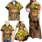 Personalised NAIDOC Week 2025 Tigers Rugby Family Matching Off Shoulder Maxi Dress and Hawaiian Shirt Aboriginal Dot Painting