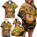 Personalised NAIDOC Week 2025 Tigers Rugby Family Matching Off Shoulder Short Dress and Hawaiian Shirt Aboriginal Dot Painting