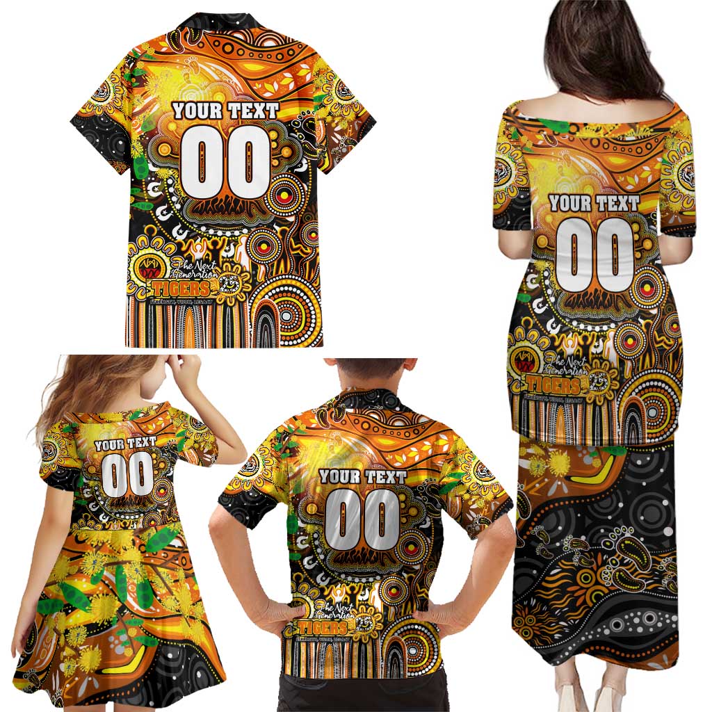 Personalised NAIDOC Week 2025 Tigers Rugby Family Matching Puletasi and Hawaiian Shirt Aboriginal Dot Painting