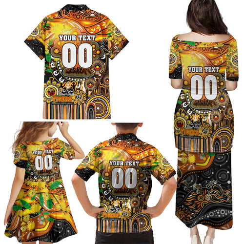 Personalised NAIDOC Week 2025 Tigers Rugby Family Matching Puletasi and Hawaiian Shirt Aboriginal Dot Painting