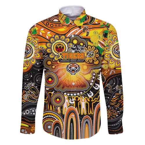 Personalised NAIDOC Week 2025 Tigers Rugby Family Matching Puletasi and Hawaiian Shirt Aboriginal Dot Painting
