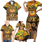 Personalised NAIDOC Week 2025 Tigers Rugby Family Matching Short Sleeve Bodycon Dress and Hawaiian Shirt Aboriginal Dot Painting