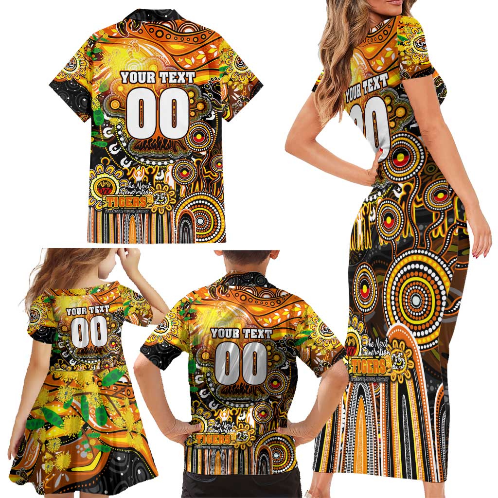 Personalised NAIDOC Week 2025 Tigers Rugby Family Matching Short Sleeve Bodycon Dress and Hawaiian Shirt Aboriginal Dot Painting