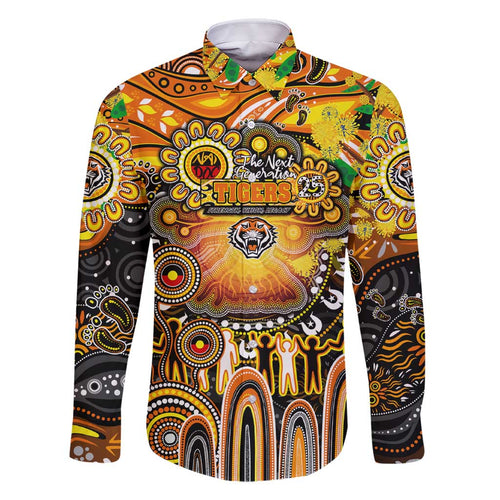 Personalised NAIDOC Week 2025 Tigers Rugby Family Matching Short Sleeve Bodycon Dress and Hawaiian Shirt Aboriginal Dot Painting