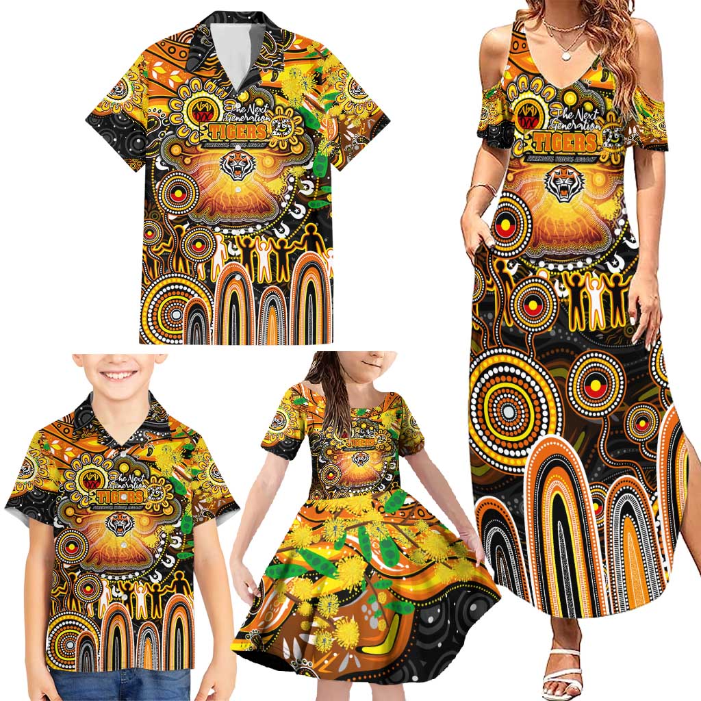 Personalised NAIDOC Week 2025 Tigers Rugby Family Matching Summer Maxi Dress and Hawaiian Shirt Aboriginal Dot Painting