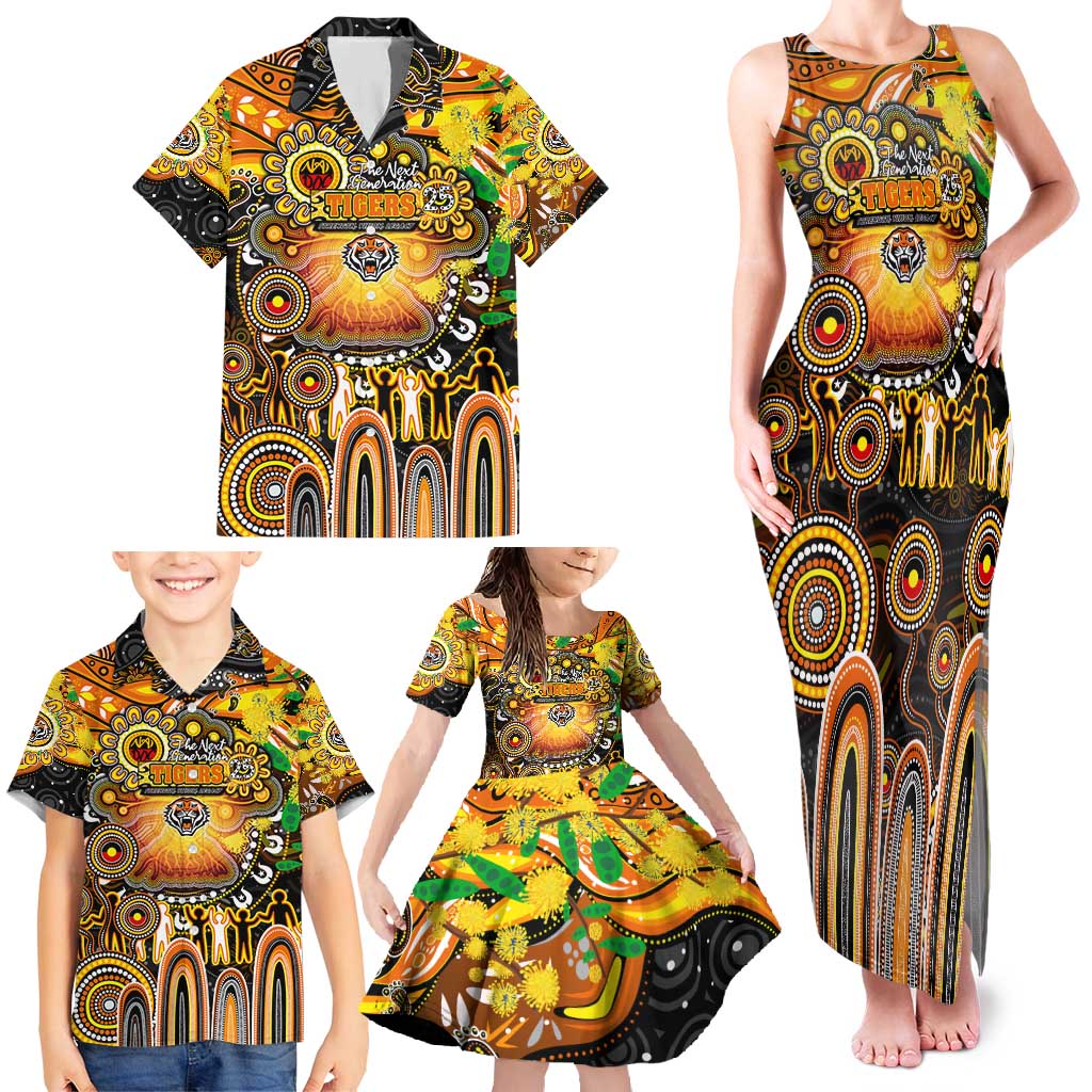 Personalised NAIDOC Week 2025 Tigers Rugby Family Matching Tank Maxi Dress and Hawaiian Shirt Aboriginal Dot Painting