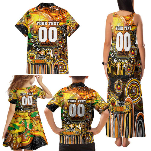 Personalised NAIDOC Week 2025 Tigers Rugby Family Matching Tank Maxi Dress and Hawaiian Shirt Aboriginal Dot Painting