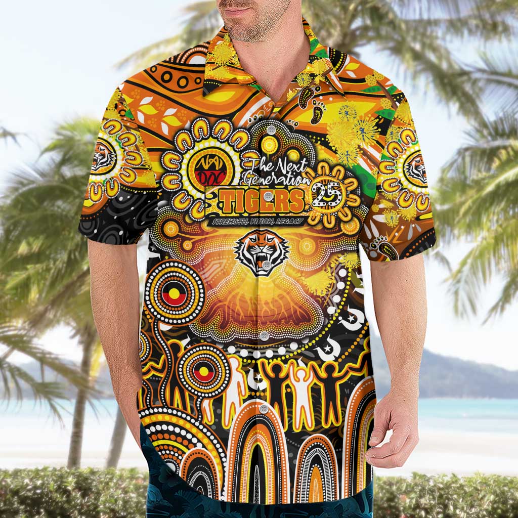 Personalised NAIDOC Week 2025 Tigers Rugby Hawaiian Shirt Aboriginal Dot Painting